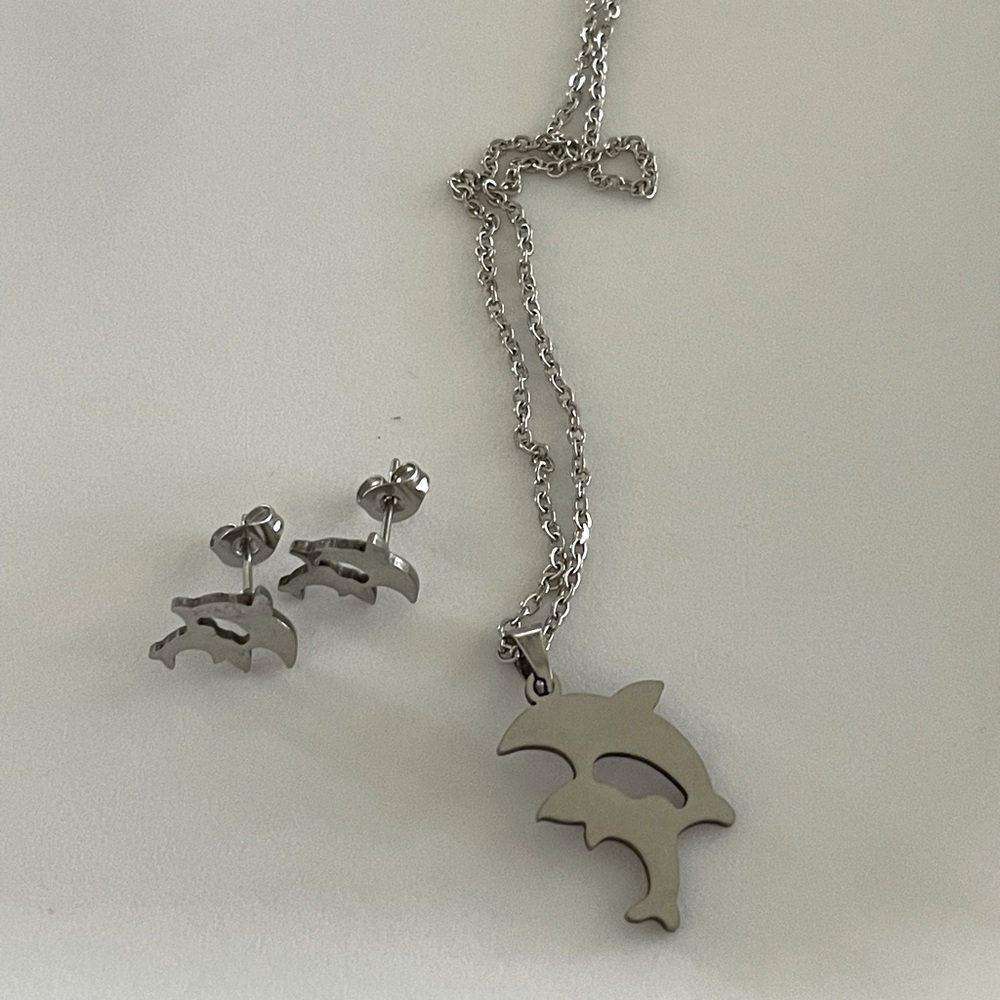 Dolphin earrings and necklace pack